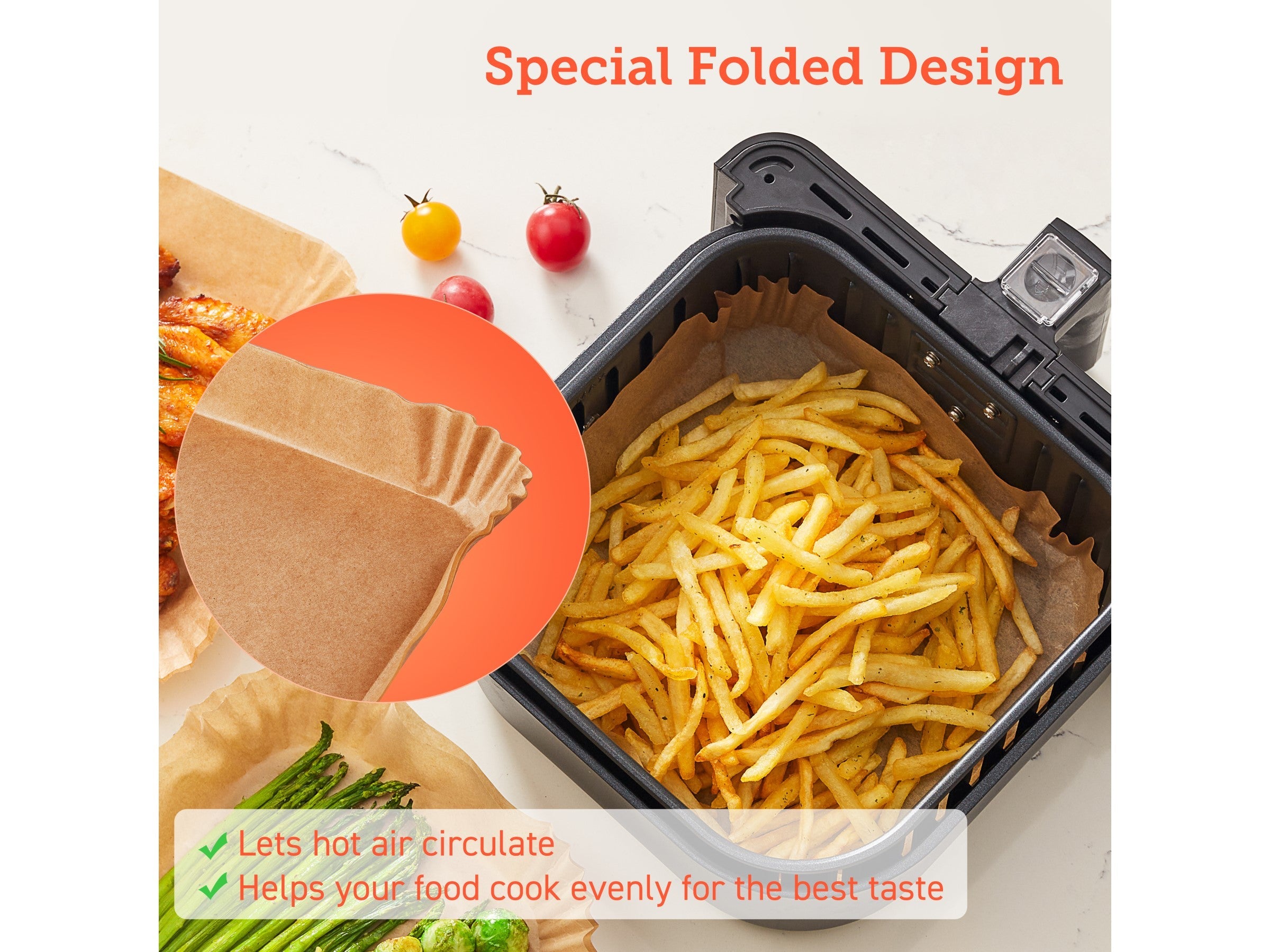 Bagepapir til Airfryer 6L (100 stk)