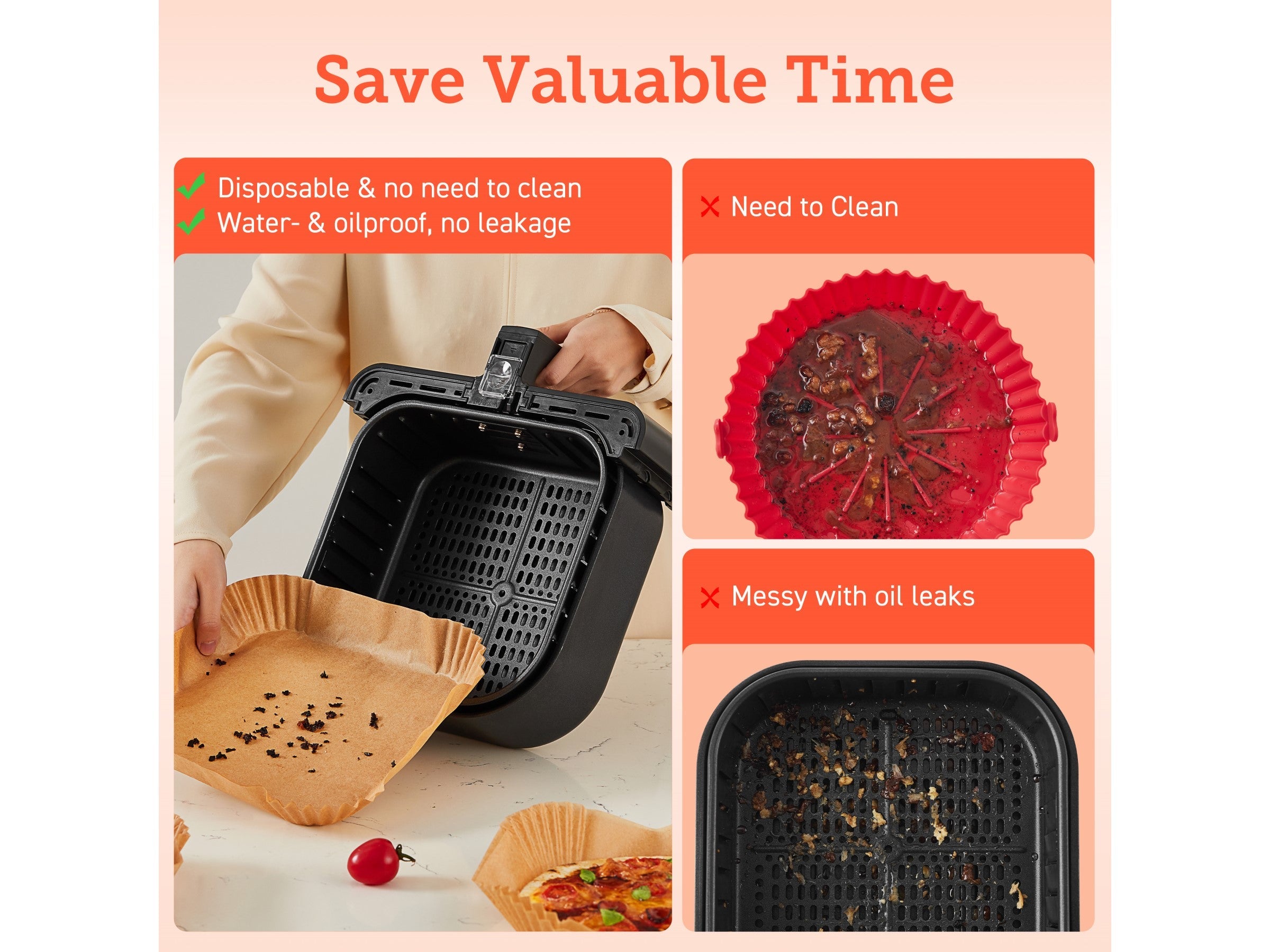 Bagepapir til Airfryer 6L (100 stk)