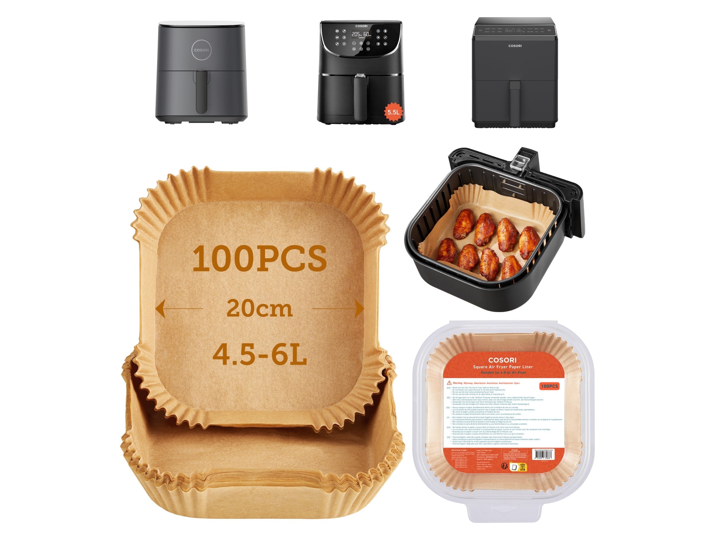 Bagepapir til Airfryer 6L (100 stk)